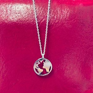 Cute Silver Earth Globe Necklace